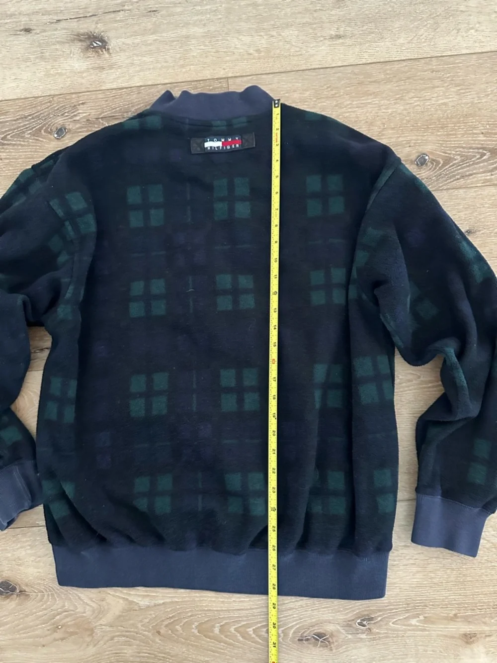 Vintage 90s Tommy Hilfiger 1/2 Zip Fleece Blackwatch Plaid Pullover Men’s L